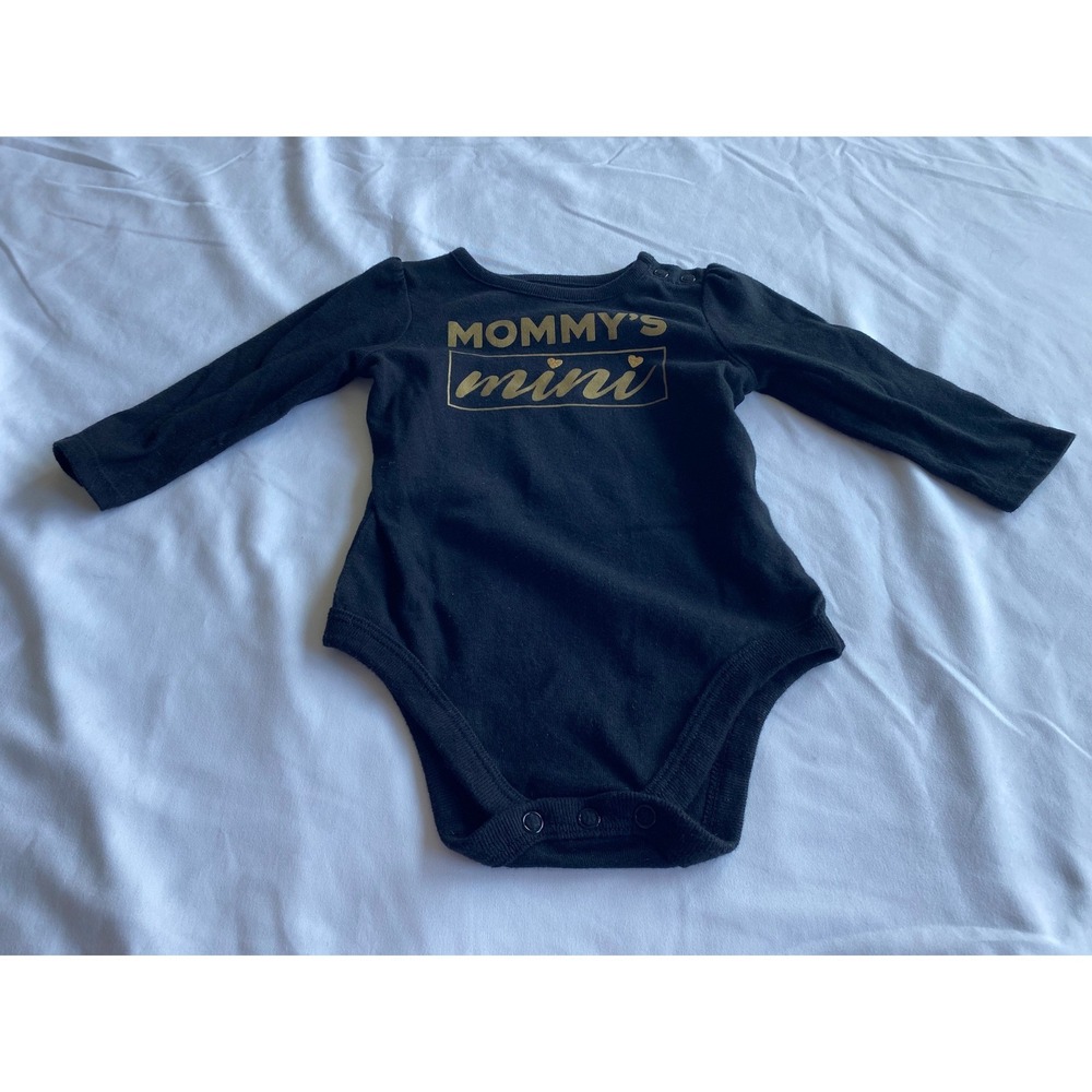Garanimals Baby Mommys Mini Graphic Long Sleeve Bodysuit Size 6-9M Black Gold